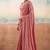 Peach color smart floral embroidered chiffon fabric graceful rich looks saree