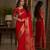 Red soft silk blend banarasi jacuard work festive saree with unstitched blouse piece