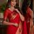 Red soft silk blend banarasi jacuard work festive saree with unstitched blouse piece