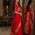 Red soft silk blend banarasi jacuard work festive saree with unstitched blouse piece