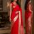 Red soft silk blend banarasi jacuard work festive saree with unstitched blouse piece