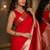 Red soft silk blend banarasi jacuard work festive saree with unstitched blouse piece