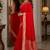 Red soft silk blend banarasi jacuard work festive saree with unstitched blouse piece