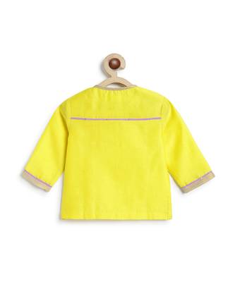 Yellow embroidered chanderi silk dhoti kurta set 5
