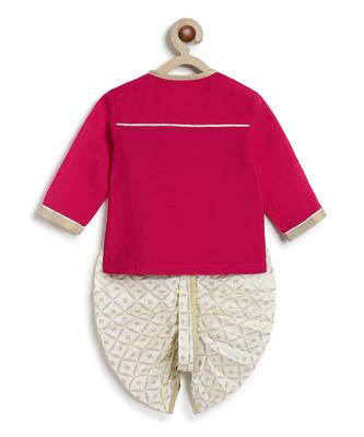 Pink embroidered viscose dhoti kurta set 4