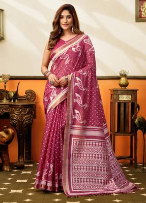 maroon smart cotton blend based sophisticated woven jacquard designer saree 1