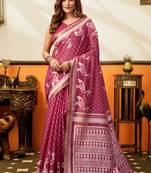 maroon smart cotton blend based sophisticated woven jacquard designer saree