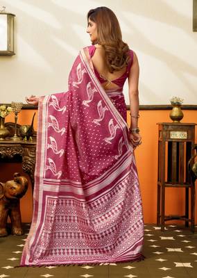 maroon smart cotton blend based sophisticated woven jacquard designer saree 2