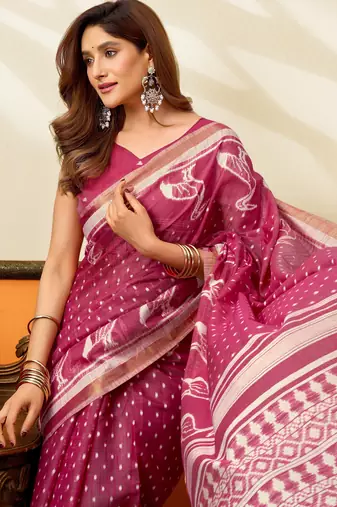 maroon smart cotton blend based sophisticated woven jacquard designer saree