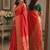 Red soft silk blend banarasi jacuard work festive saree with unstitched blouse piece