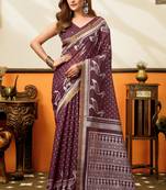 mauve smart cotton blend based sophisticated woven jacquard designer saree