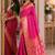 Pink soft silk blend banarasi jacuard work festive saree with unstitched blouse piece