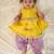 Yellow embroidered chanderi silk angrakha kurti set