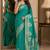 Teal green soft silk blend banarasi jacuard work festive saree with unstitched blouse piece