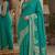 Teal green soft silk blend banarasi jacuard work festive saree with unstitched blouse piece