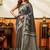 grey smart cotton blend based sophisticated woven jacquard designer saree