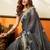 grey smart cotton blend based sophisticated woven jacquard designer saree