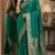 Teal green soft silk blend banarasi jacuard work festive saree with unstitched blouse piece