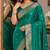 Teal green soft silk blend banarasi jacuard work festive saree with unstitched blouse piece