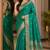 Teal green soft silk blend banarasi jacuard work festive saree with unstitched blouse piece