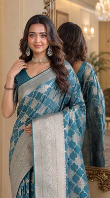 Wine soft silk blend banarasi jacuard work festive saree with unstitched blouse piece 2