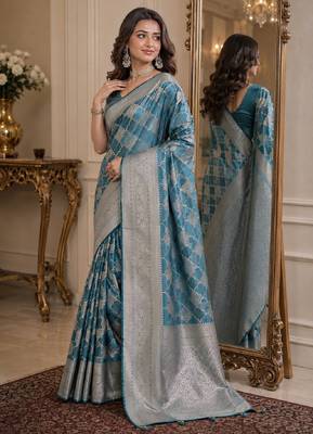 Wine soft silk blend banarasi jacuard work festive saree with unstitched blouse piece 4