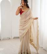 beige tissue beautiful partywear saree