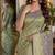 Pista soft silk blend banarasi jacuard work festive saree with unstitched blouse piece