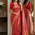 Red soft silk blend banarasi jacuard work festive saree with unstitched blouse piece