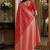 Red soft silk blend banarasi jacuard work festive saree with unstitched blouse piece