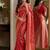 Red soft silk blend banarasi jacuard work festive saree with unstitched blouse piece
