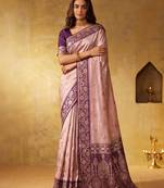 Pink color silk blended woven jari designer rich sophisticated graceful rich looks saree