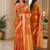 Orange soft silk blend banarasi jacuard work festive saree with unstitched blouse piece