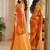 Orange soft silk blend banarasi jacuard work festive saree with unstitched blouse piece