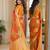 Orange soft silk blend banarasi jacuard work festive saree with unstitched blouse piece