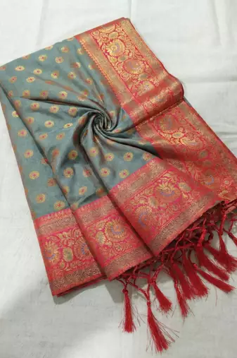 Green color smart silk blended rich traditional woven designer saree