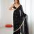 black fendy satin fabric trending sequins embroidered saree