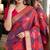Wine soft silk blend banarasi jacuard work festive saree with unstitched blouse piece