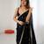 black fendy satin fabric trending sequins embroidered saree