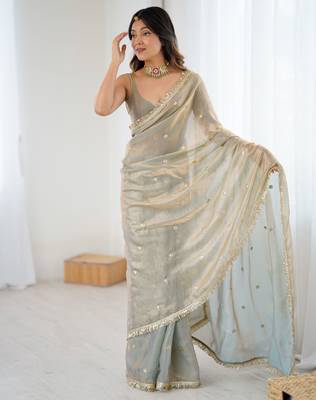 chiku fendy satin fabric trending sequins embroidered saree 4
