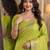 Parrot green soft silk blend banarasi jacuard work festive saree with unstitched blouse piece