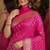 Pink soft silk blend banarasi jacuard work festive saree with unstitched blouse piece