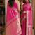 Pink soft silk blend banarasi jacuard work festive saree with unstitched blouse piece