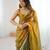 gold fendy satin fabric trending sequins embroidered saree