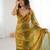 gold fendy satin fabric trending sequins embroidered saree