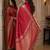 Red soft silk blend banarasi jacuard work festive saree with unstitched blouse piece