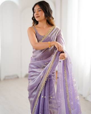 lavender fendy satin fabric trending sequins embroidered saree 3