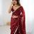 maroon fendy satin fabric trending sequins embroidered saree