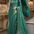 Teal green soft silk blend banarasi jacuard work festive saree with unstitched blouse piece