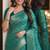 Teal green soft silk blend banarasi jacuard work festive saree with unstitched blouse piece